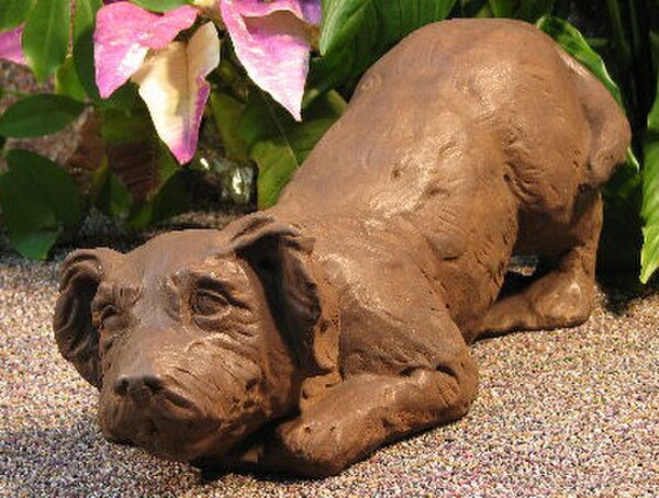 Dog Statue for outdoors Pouncing Puppy Sculpture Garden Yard Art